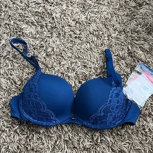 Elegant Blue Lace Bra